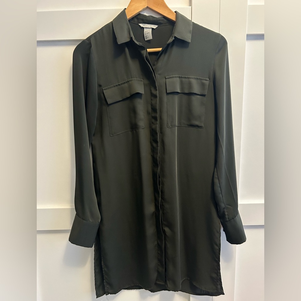 Dark Green Shirt Dress